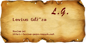 Levius Géza névjegykártya